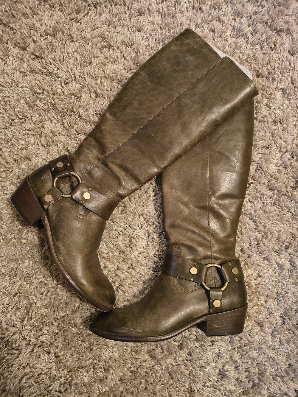 Fyre Size 7.5 Leather Olive Knee-High Carson Riding Boots